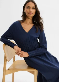 Mujer bonprix bonprix Cómodo vestido de mezcla de viscosa con pinzas decorativas