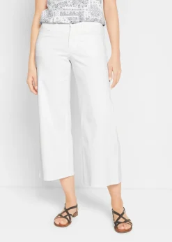 bonprix bonprix Vaqueros>Cómodos vaqueros elásticos de corte capri (2 unidades) Denim azul hielo-blanco