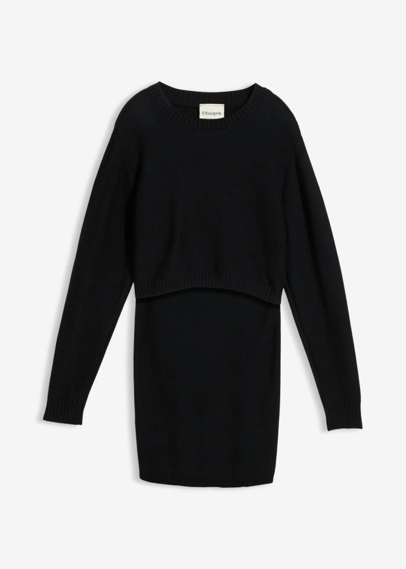 bonprix bonprix Premamá>Conjunto de jersey y falda de algodón orgánico para durante y después del embarazo (2 piezas) Negro