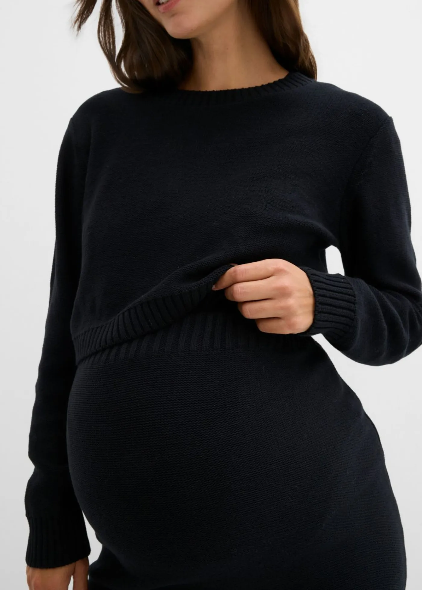 bonprix bonprix Premamá>Conjunto de jersey y falda de algodón orgánico para durante y después del embarazo (2 piezas) Negro