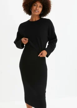 bonprix bonprix Vestidos>Conjunto de vestido de punto (2 piezas) Negro