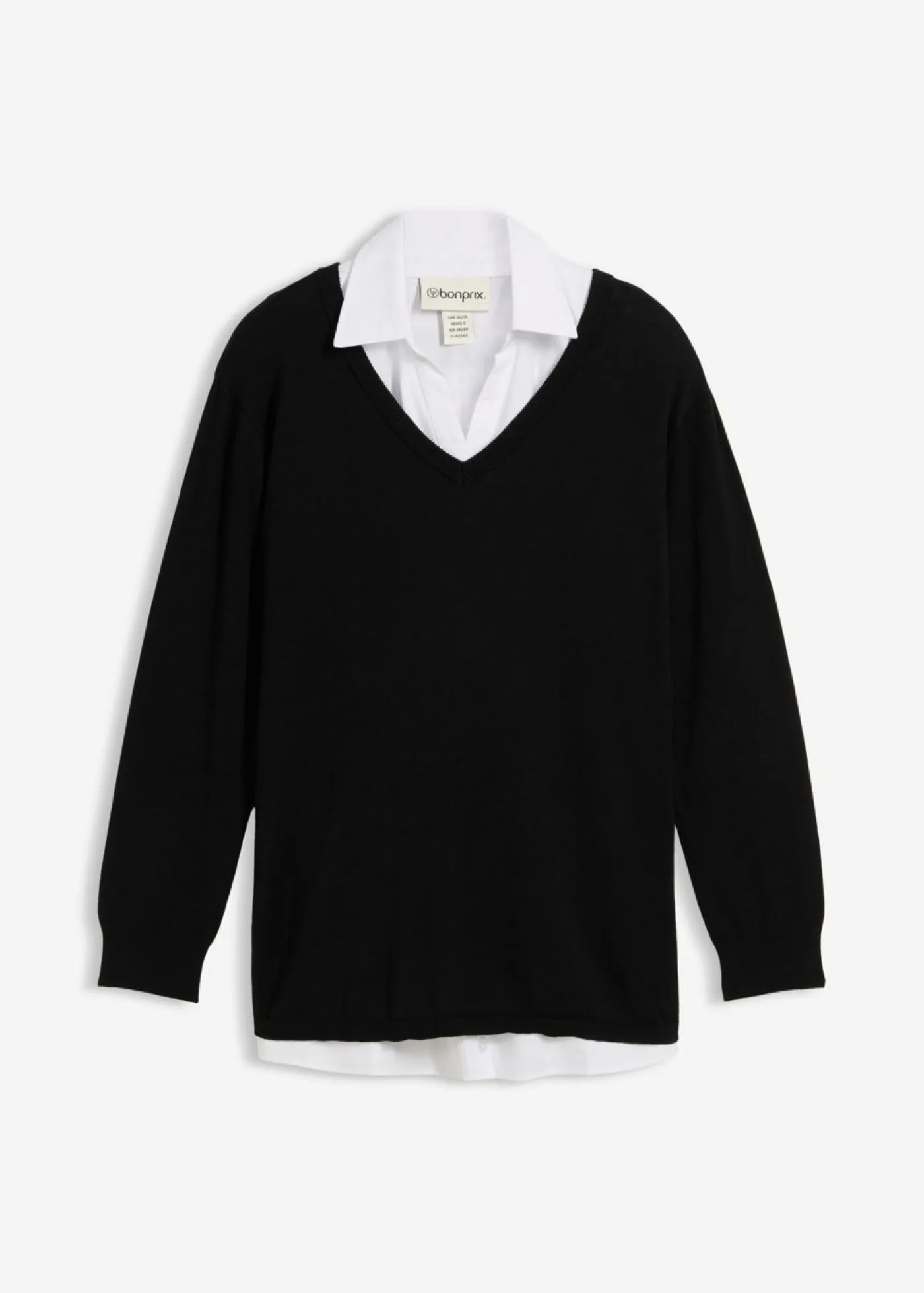 bonprix bonprix Premamá>Conjunto premamá/de lactancia compuesto por jersey y blusa sin mangas de algodón orgánico Negro-blanco