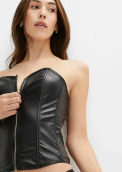 Mujer bonprix VENUS Corsé + tanga de piel sintética (conjunto de 2 piezas)