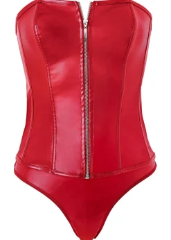 bonprix VENUS Corsés|Lencería>Corsé + tanga de piel sintética (conjunto de 2 piezas) Rojo