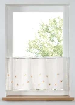 bonprix bonprix Primavera|Cortinas De Primavera>Cortina con bordado de flores Blanco-arena
