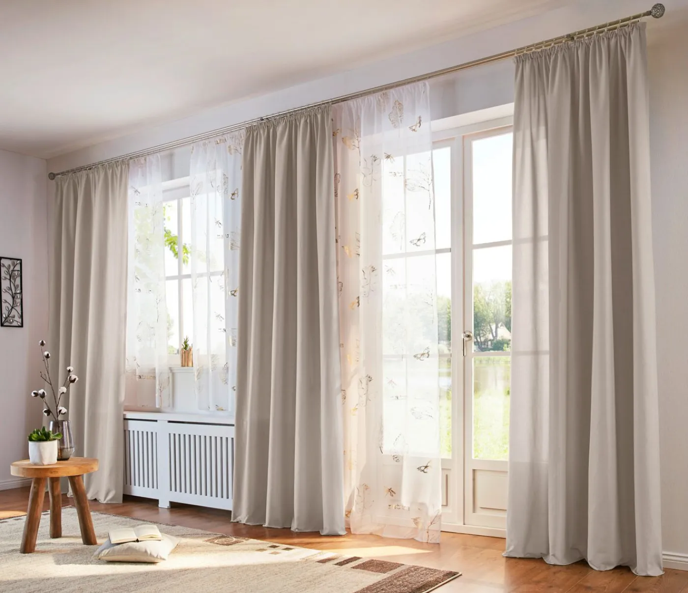 bonprix bonprix Muebles De Sala De Estar·Cortinas De Salón|Todas Las Cortinas>Cortina con estampado brillante (1 unidad) Blanco-dorado