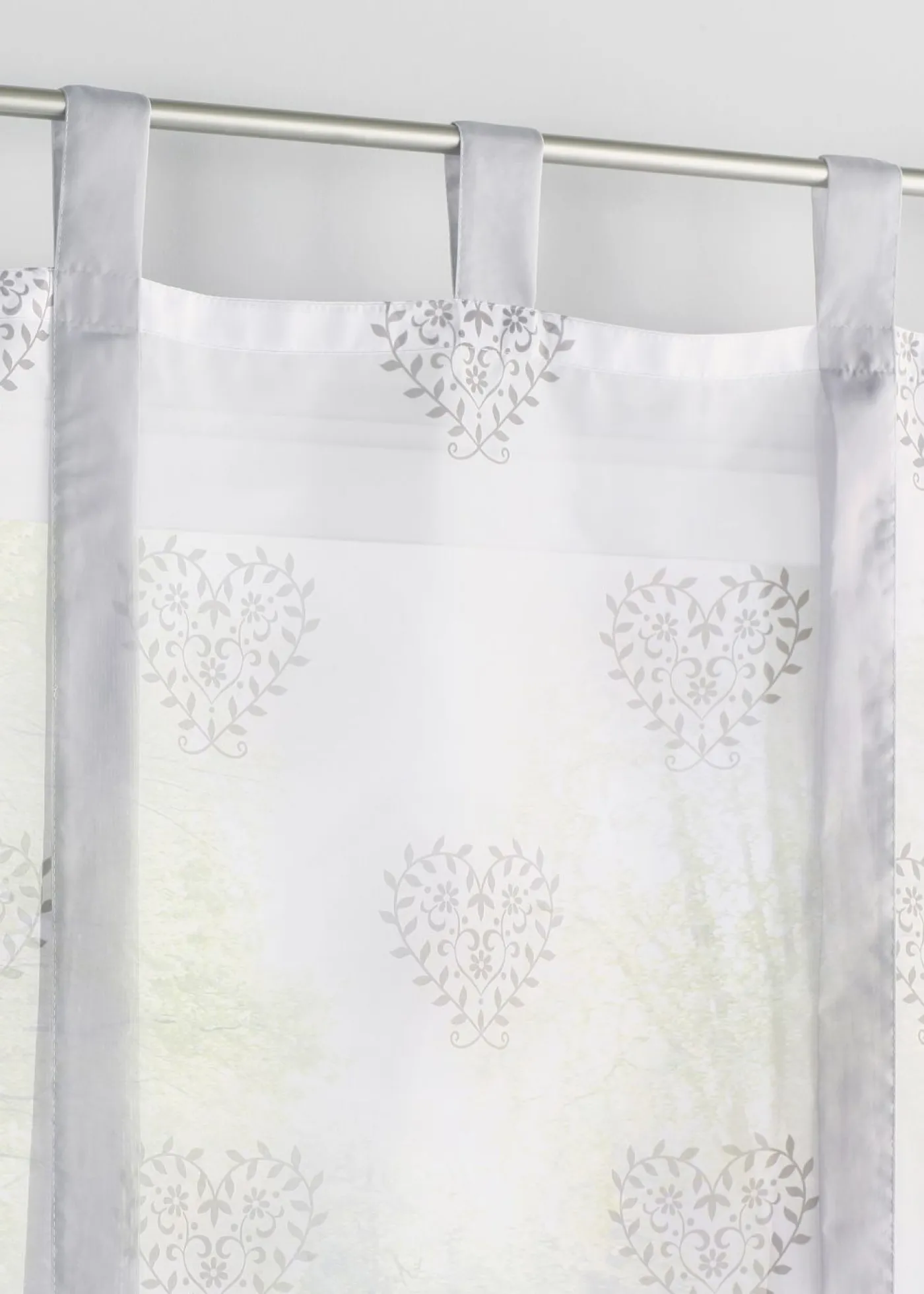 bonprix bonprix Cortinas Baratas|Estores Romanos>Cortina con estampado de corazones con poliéster reciclado Blanco-gris