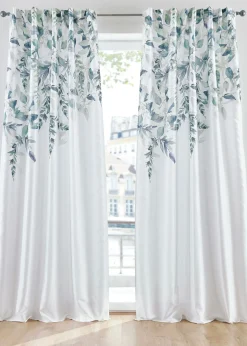 bonprix bonprix Muebles De Sala De Estar·Cortinas De Salón|Cortinas Para Dormitorio>Cortina con estampado de flores (1 unidad) Blanco-verde