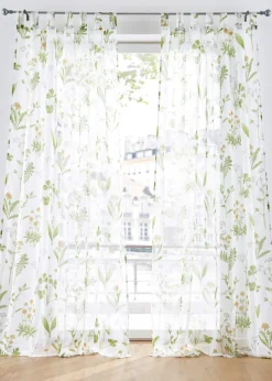 bonprix bonprix Muebles De Comedor·Cortinas Y Estores|Muebles De Sala De Estar·Cortinas De Salón>Cortina con estampado floral (1 unidad) verde-blanco con flores