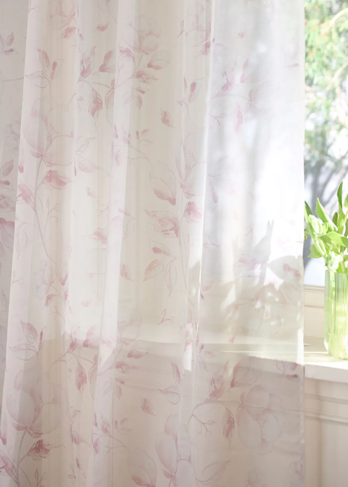 bonprix bonprix Muebles De Sala De Estar·Cortinas De Salón|Cortinas Para Dormitorio>Cortina con estampado floral (1 unidad) Crema-rosa claro