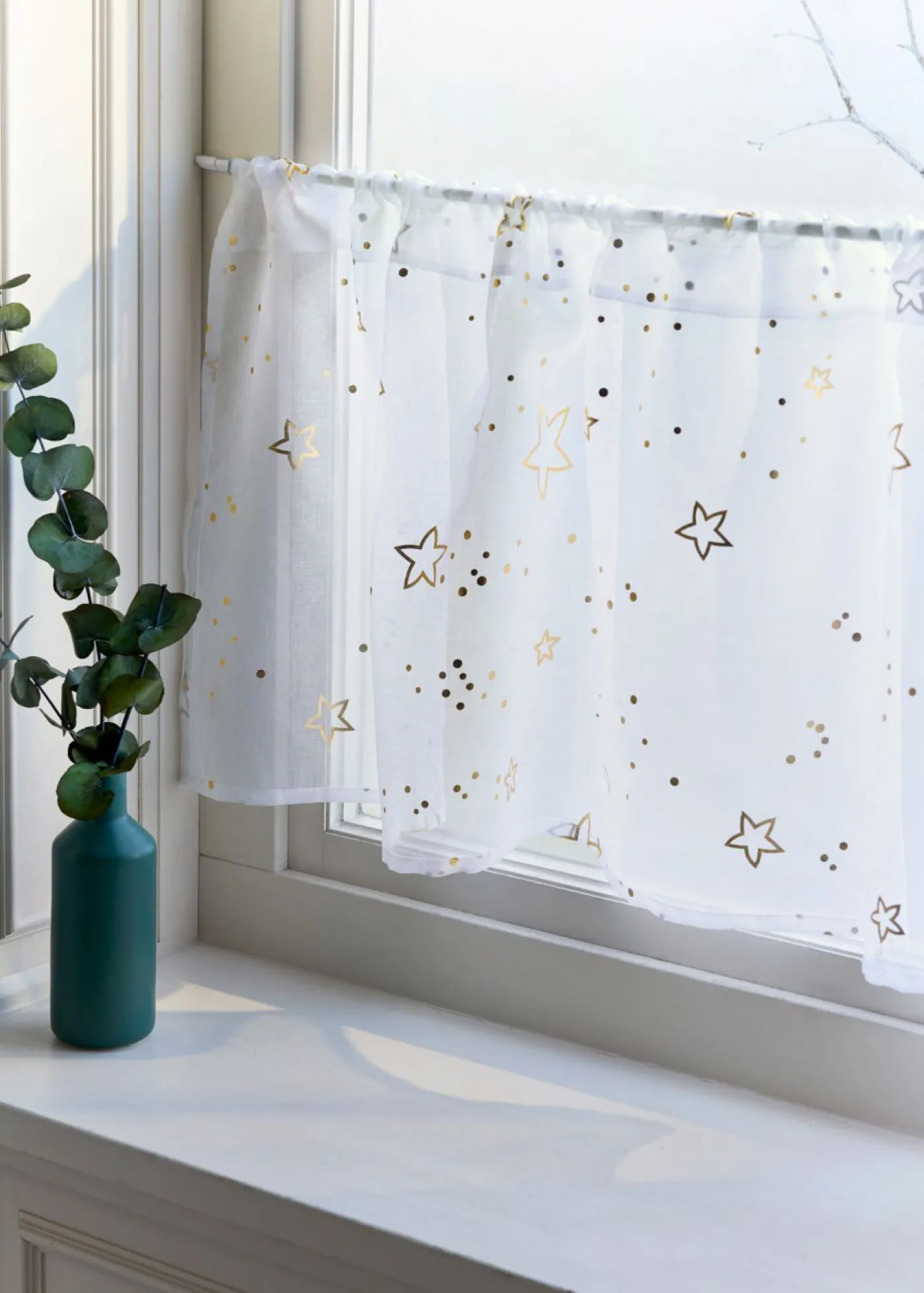 bonprix bonprix Cortinas Baratas|Visillos>Cortina con estrellas brillantes oro blanco