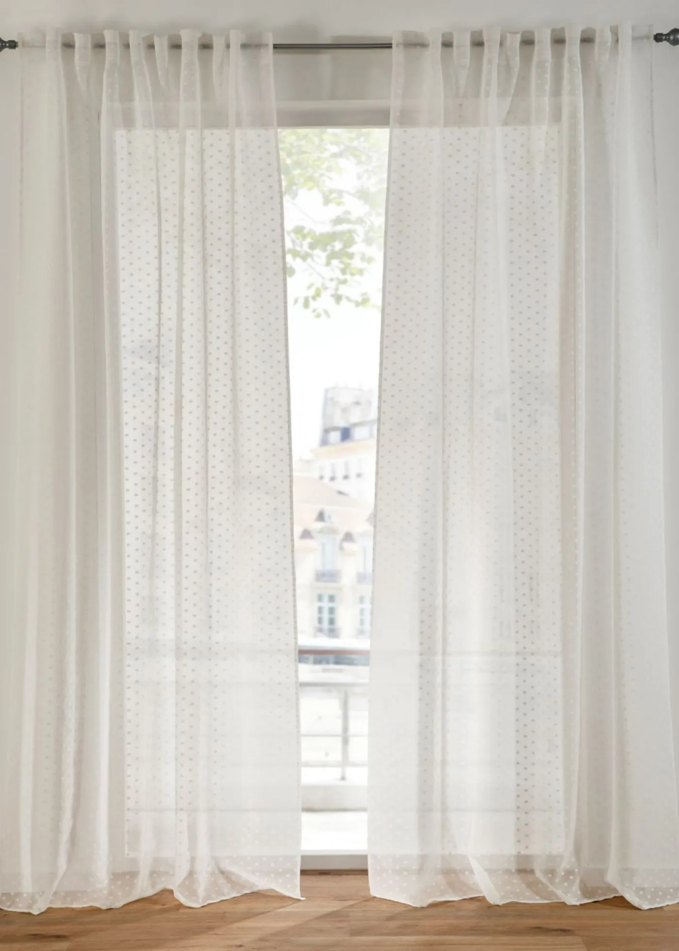 bonprix bonprix Muebles De Sala De Estar·Cortinas De Salón|Todas Las Cortinas>Cortina con lunares de jacquard (1 unidad) blanco topos