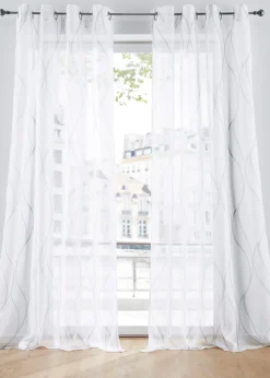bonprix bonprix Cortinas Baratas|Todas Las Cortinas>Cortina con ondas, también en tamaño extralargo (1 unidad) Blanco-gris