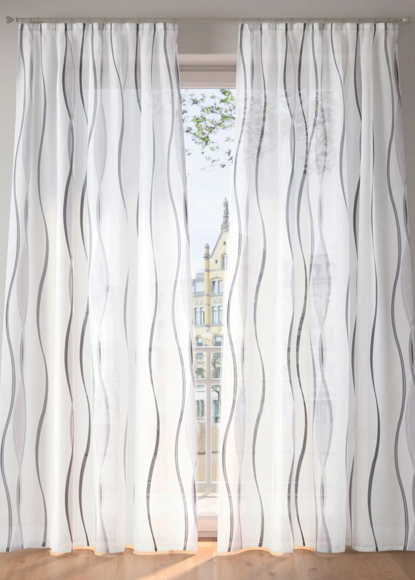 bonprix bonprix Cortinas Baratas|Todas Las Cortinas>Cortina con patrón de ondas (1 unidad) Blanco