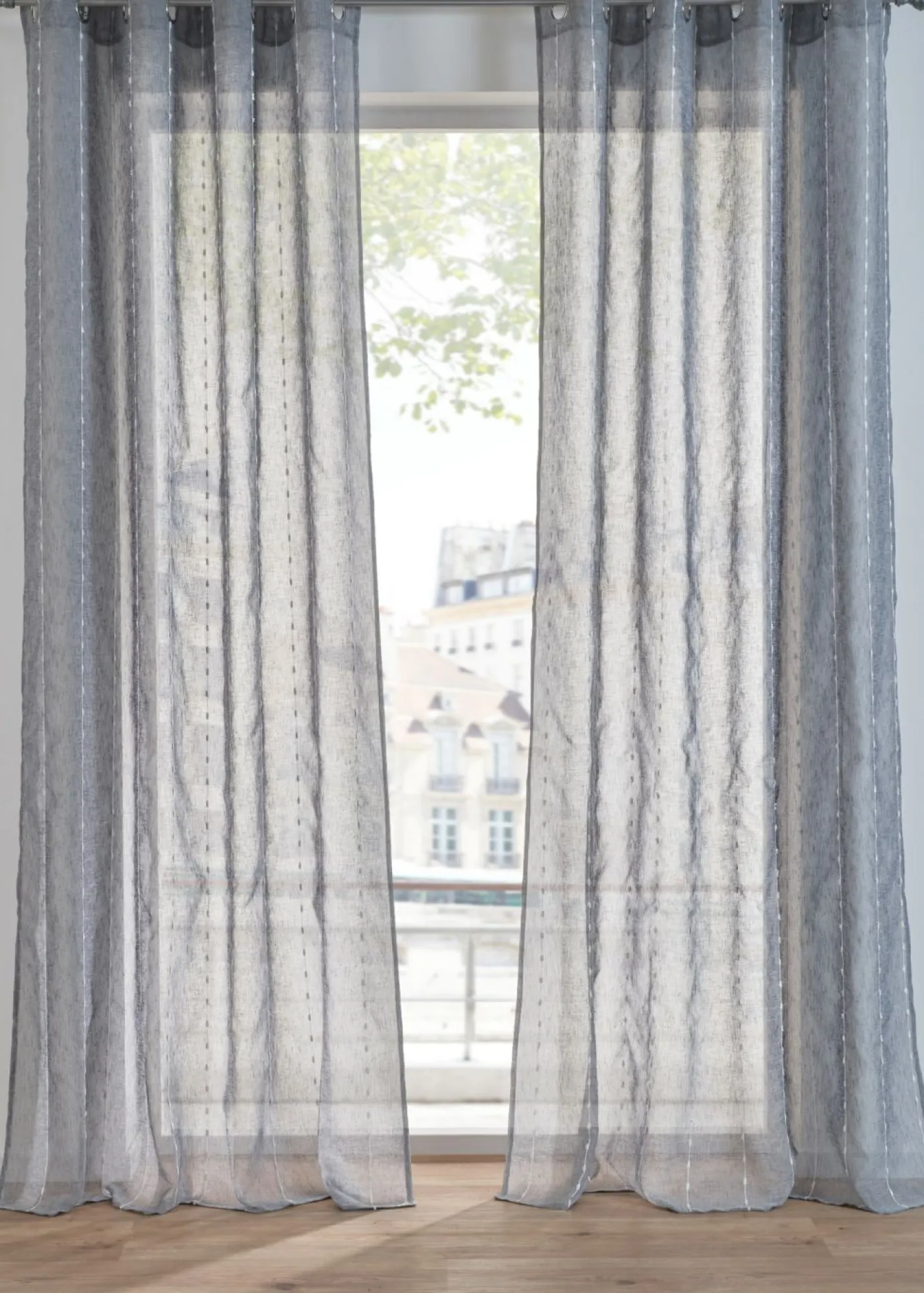 bonprix bonprix Cortinas Para Dormitorio>Cortina con rayas tejidas (1 unidad) gris-blanco rayas verticales