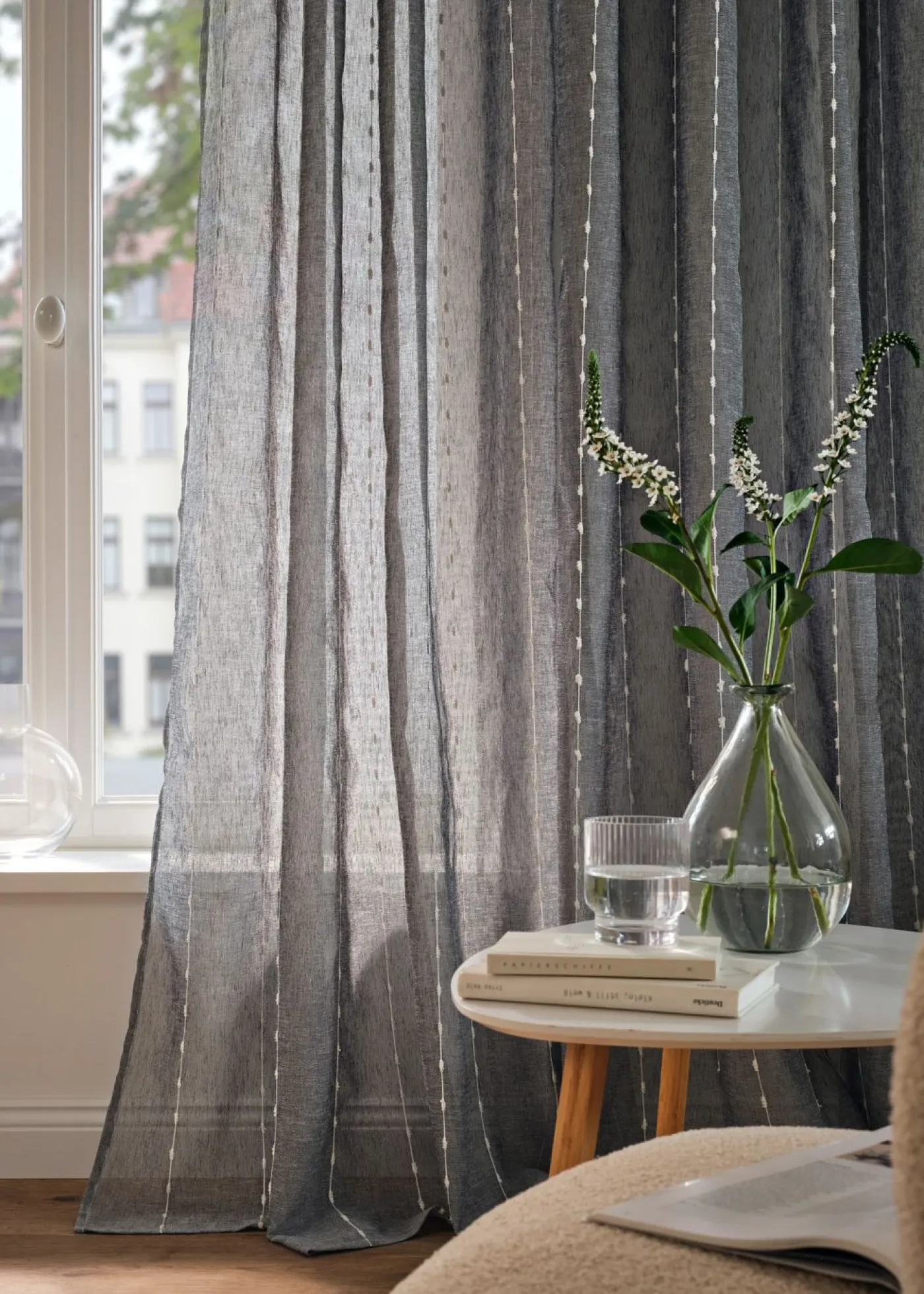 bonprix bonprix Cortinas Para Dormitorio>Cortina con rayas tejidas (1 unidad) gris-blanco rayas verticales