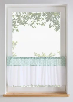 bonprix bonprix Cortinas Baratas|Visillos>Cortina de algodón orgánico con cuadros salvia-crema a cuadros