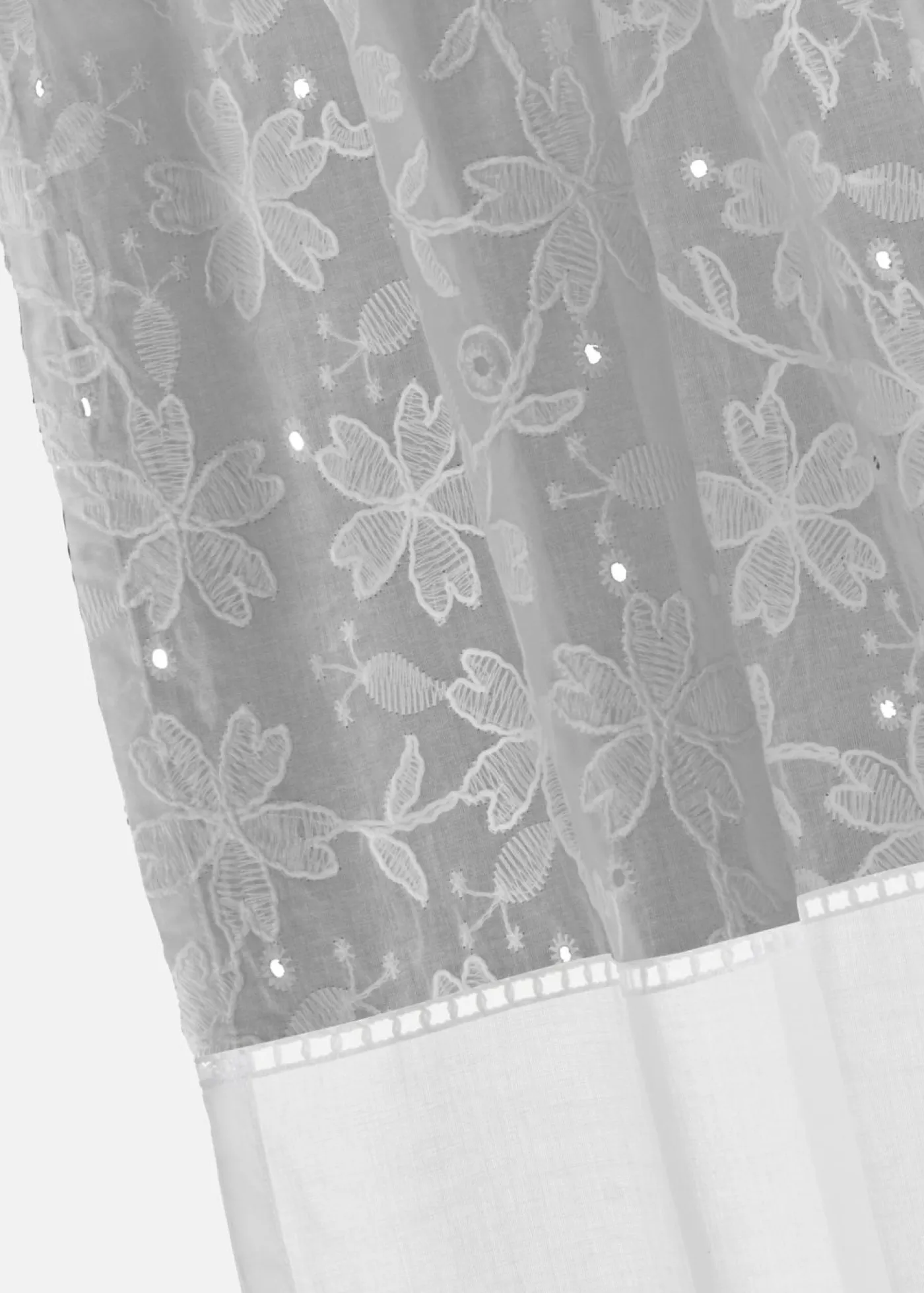 bonprix bonprix Muebles De Sala De Estar·Cortinas De Salón|Cortinas Para Dormitorio>Cortina de algodón orgánico con bordado (1 unidad) Blanco-gris