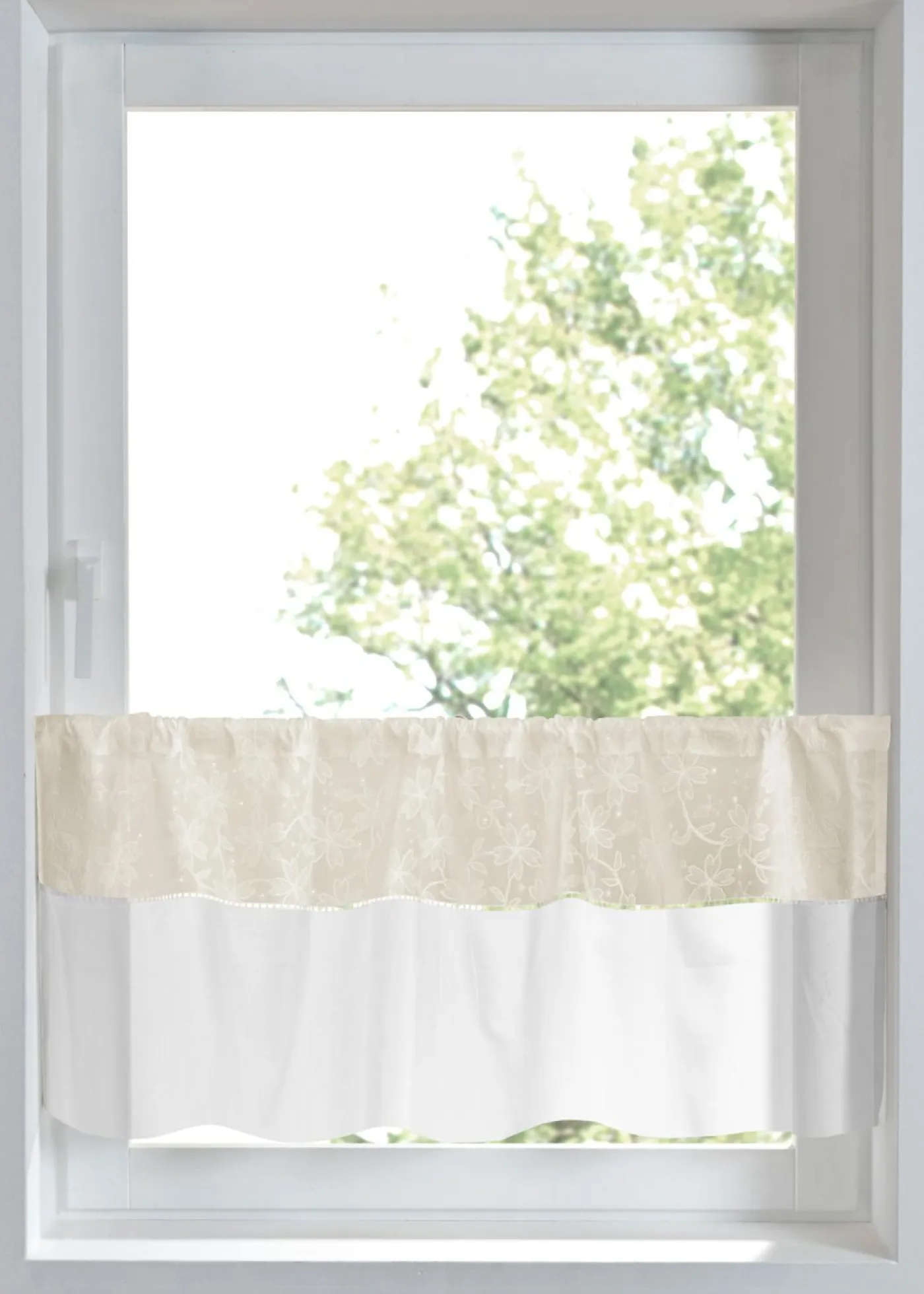bonprix bonprix Cortinas Baratas|Visillos>Cortina de algodón orgánico con bordado Beige-blanco