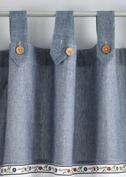 bonprix bonprix Muebles De Sala De Estar·Cortinas De Salón|Cortinas Para Dormitorio>Cortina de algodón orgánico con alzapaños (1 unidad) Azul a cuadros