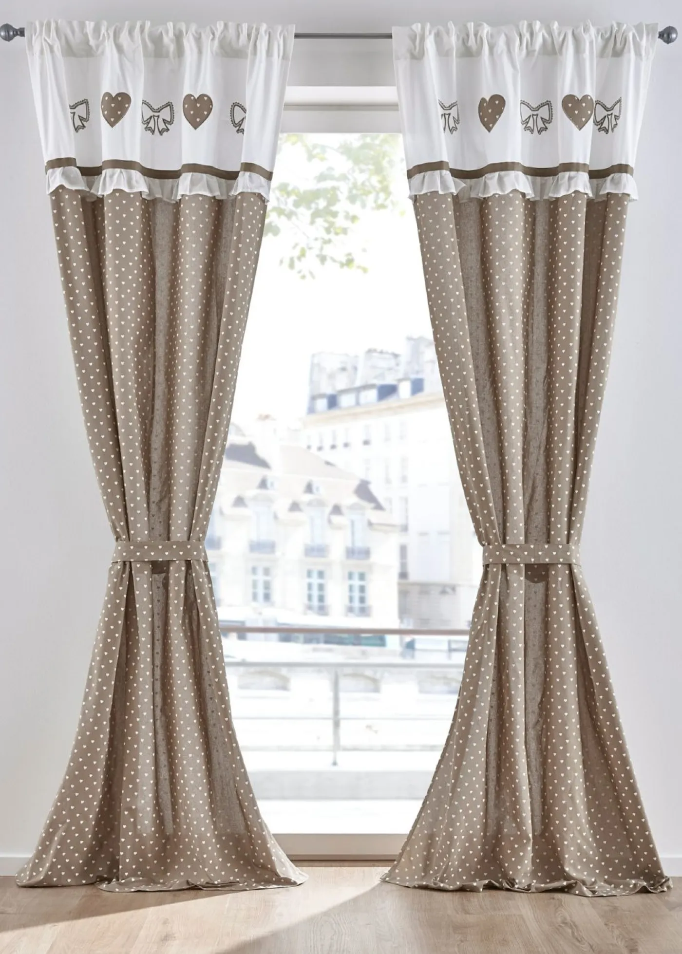 bonprix bonprix Muebles De Sala De Estar·Cortinas De Salón|Cortinas Para Dormitorio>Cortina de algodón orgánico con alzapaño (1 paquete) Marrón grisáceo