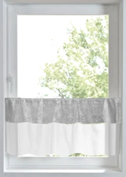 bonprix bonprix Cortinas Baratas|Visillos>Cortina de algodón orgánico con bordado Gris-blanco