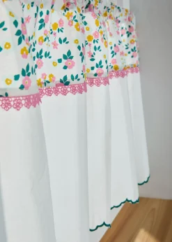 bonprix bonprix Primavera|Cortinas De Primavera>Cortina de algodón orgánico con encaje Rosa-blanco-azul-amarillo