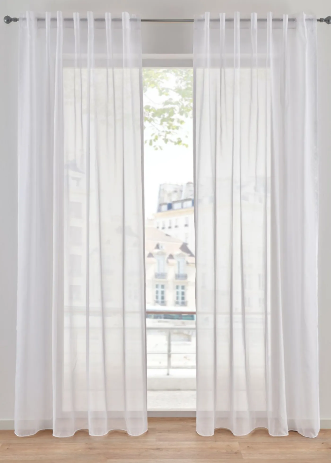 bonprix bonprix Cortina de gasa ligera con lazos ocultos (1 unidad)