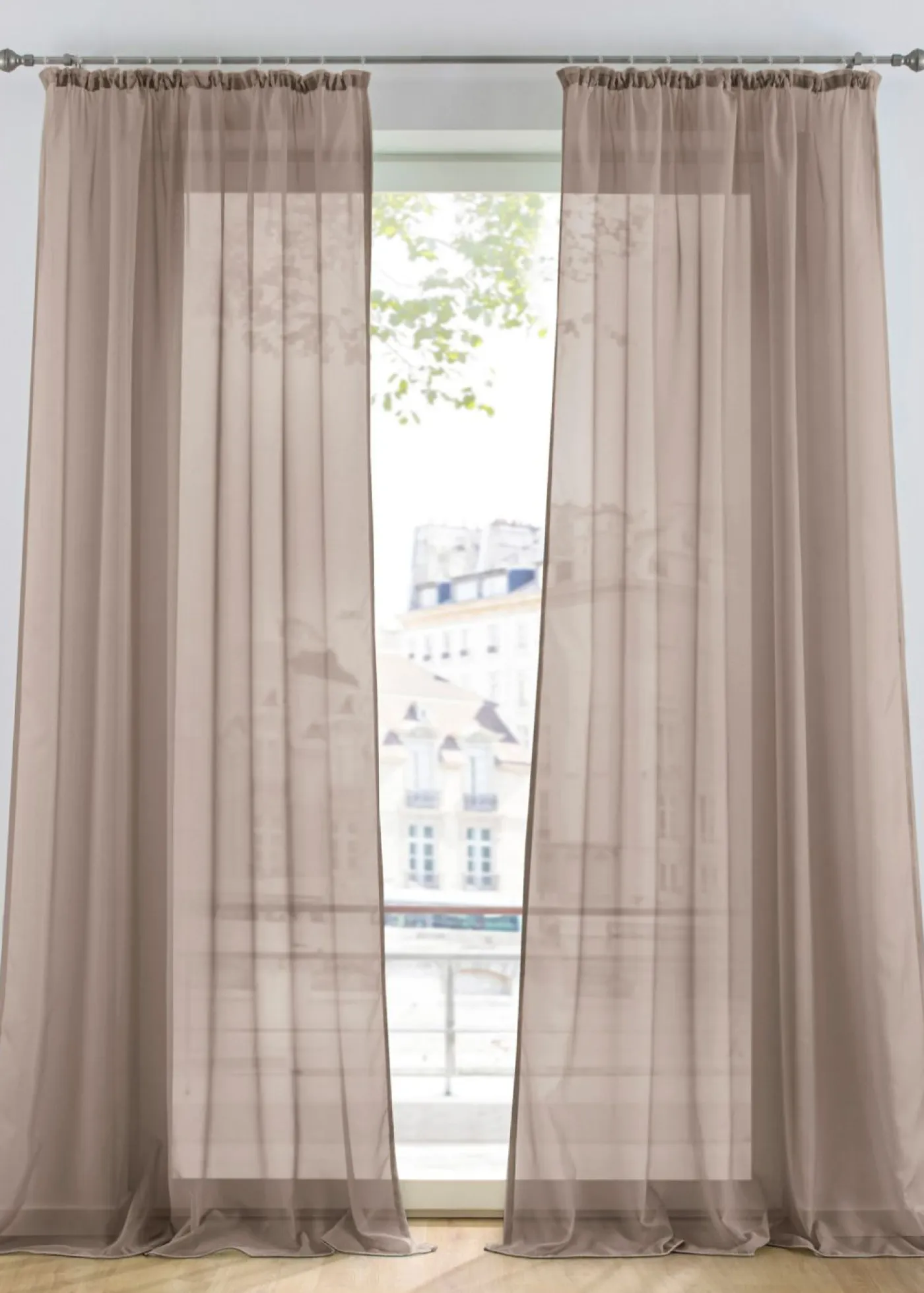 bonprix bonprix Muebles De Comedor·Cortinas Y Estores|Muebles De Sala De Estar·Cortinas De Salón>Cortina de gasa ligera (1 unidad) Marrón grisáceo