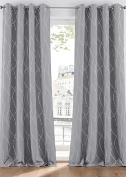 bonprix bonprix Cortinas Para Dormitorio>Cortina de jacquard (1 unidad) Gris