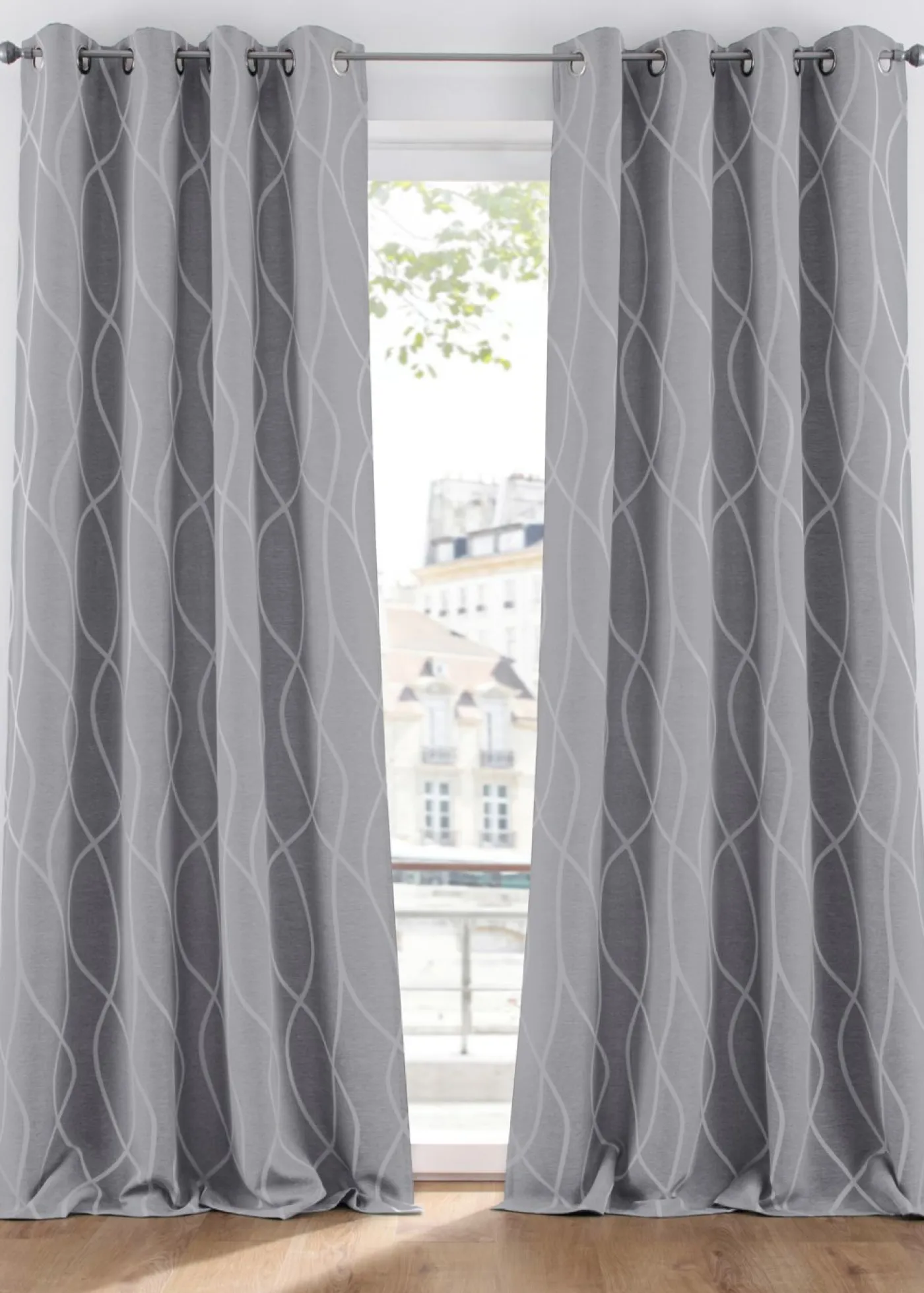 bonprix bonprix Cortinas Para Dormitorio>Cortina de jacquard (1 unidad) Gris