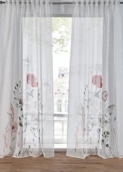 bonprix bonprix Cortina de poliéster reciclado con estampado de flores (1 unidad)