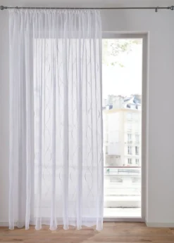 bonprix bonprix Cortinas Semitransparentes>Cortina de poliéster reciclado con bordado Blanco