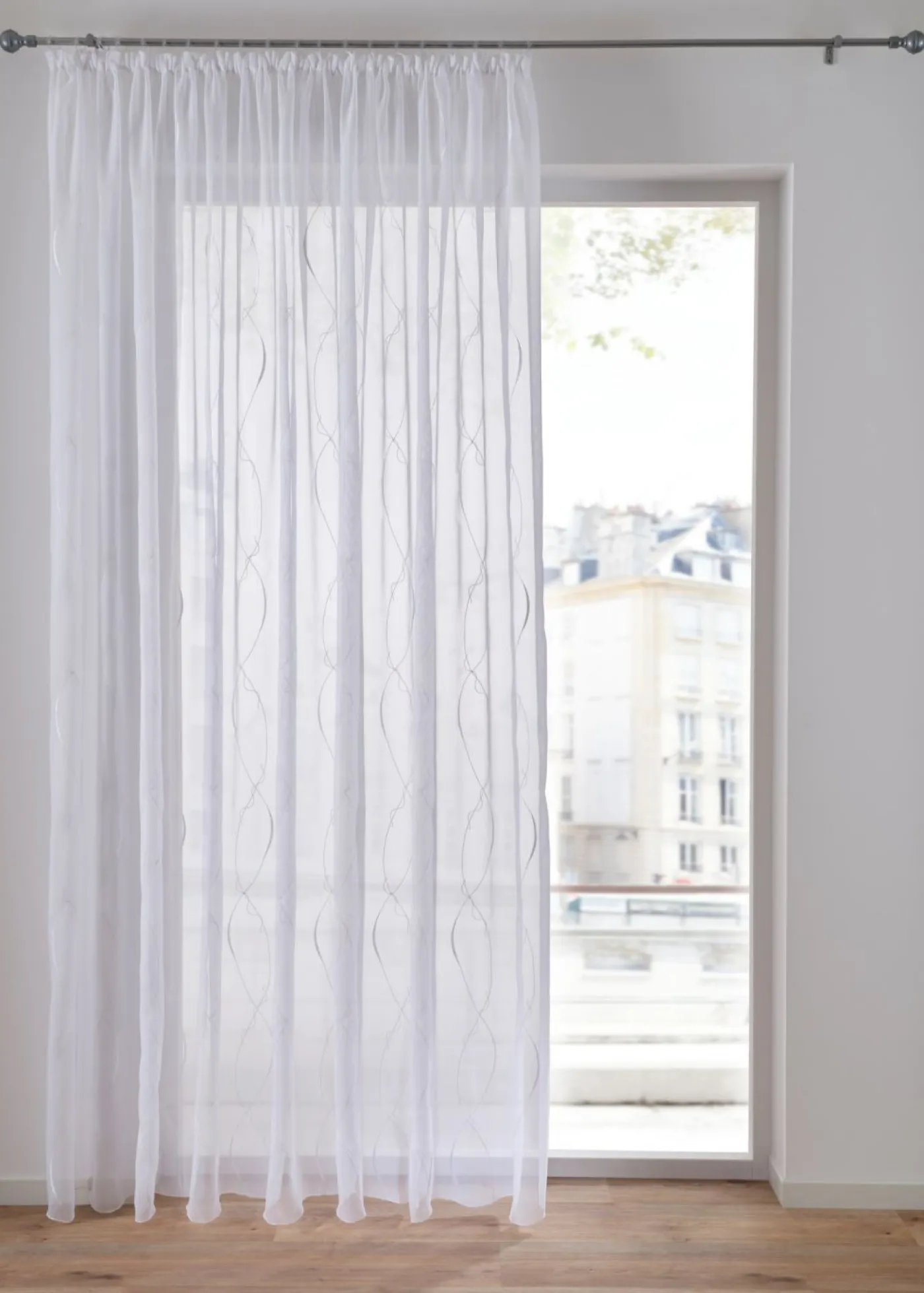 bonprix bonprix Cortinas Semitransparentes>Cortina de poliéster reciclado con bordado Blanco