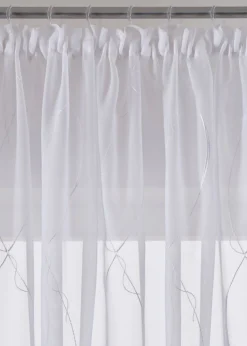 bonprix bonprix Cortinas Semitransparentes>Cortina de poliéster reciclado con bordado Blanco