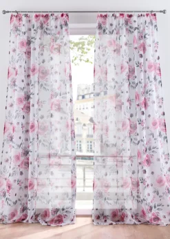 bonprix bonprix Muebles De Comedor·Cortinas Y Estores|Muebles De Sala De Estar·Cortinas De Salón>Cortina de poliéster reciclado con estampado de flores (1 unidad) blanco/rosa pálido con flores