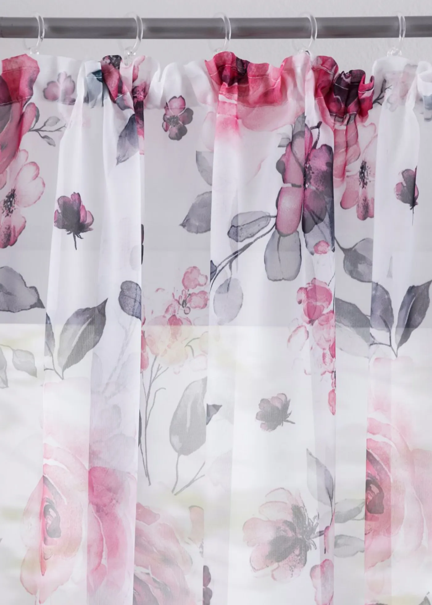 bonprix bonprix Muebles De Comedor·Cortinas Y Estores|Muebles De Sala De Estar·Cortinas De Salón>Cortina de poliéster reciclado con estampado de flores (1 unidad) blanco/rosa pálido con flores