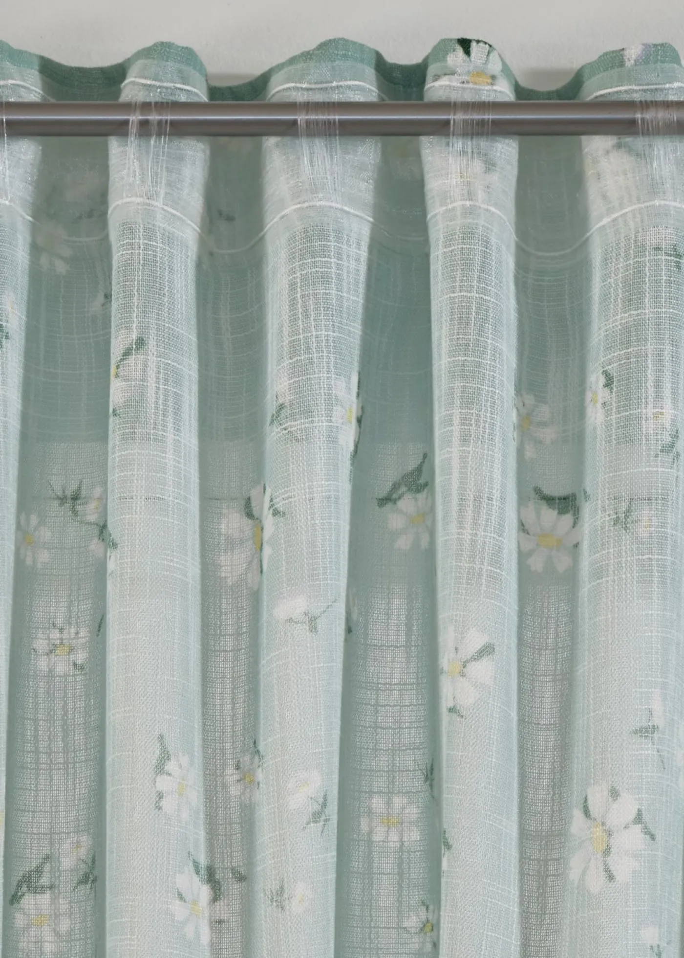 bonprix bonprix Muebles De Sala De Estar·Cortinas De Salón|Cortinas Para Dormitorio>Cortina de poliéster reciclado con estampado de flores (1 unidad) verde-blanco con flores