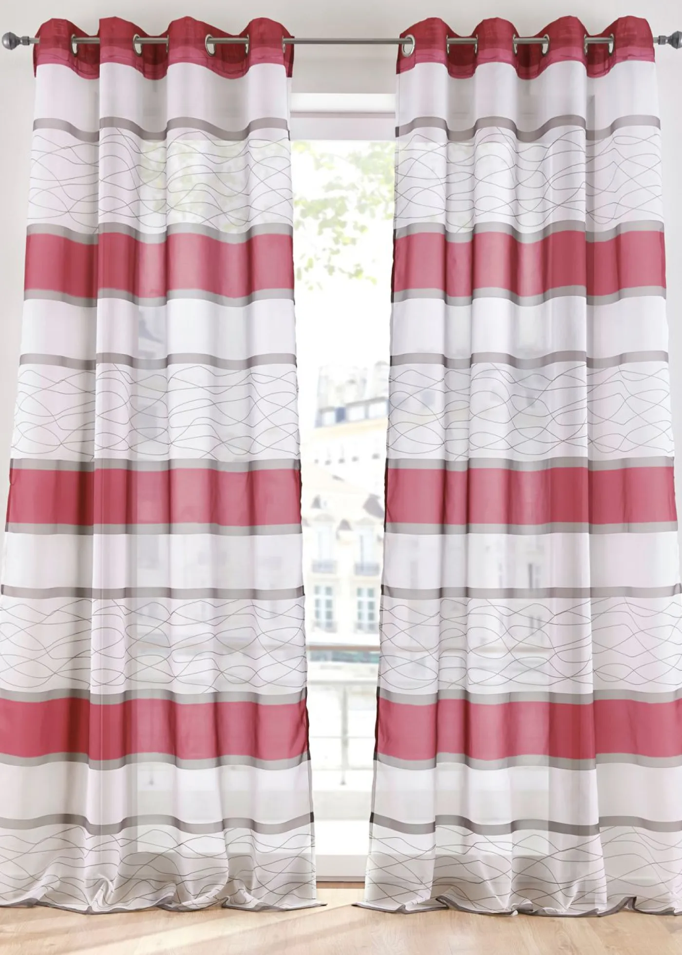 bonprix bonprix Cortinas Baratas|Todas Las Cortinas>Cortina de poliéster reciclado (1 unidad) Rojo