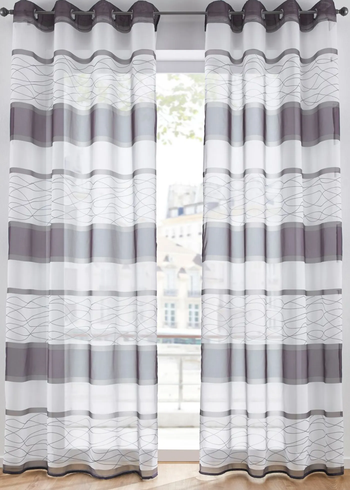 bonprix bonprix Cortinas Baratas|Todas Las Cortinas>Cortina de poliéster reciclado (1 unidad) Gris