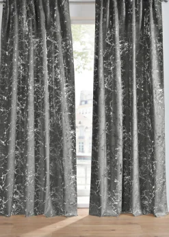 bonprix bonprix Muebles De Dormitorio·Cortinas Opacas|Cortinas Opacas>Cortina oscurecedora con superficie aterciopelada y brillo (1 unidad) Gris oscuro-plateado