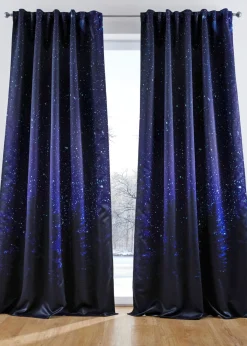 bonprix bonprix Muebles De Dormitorio·Cortinas Opacas|Cortinas Opacas>Cortina oscurecedora con motivo de cielo nocturno (1 unidad) Negro-azul