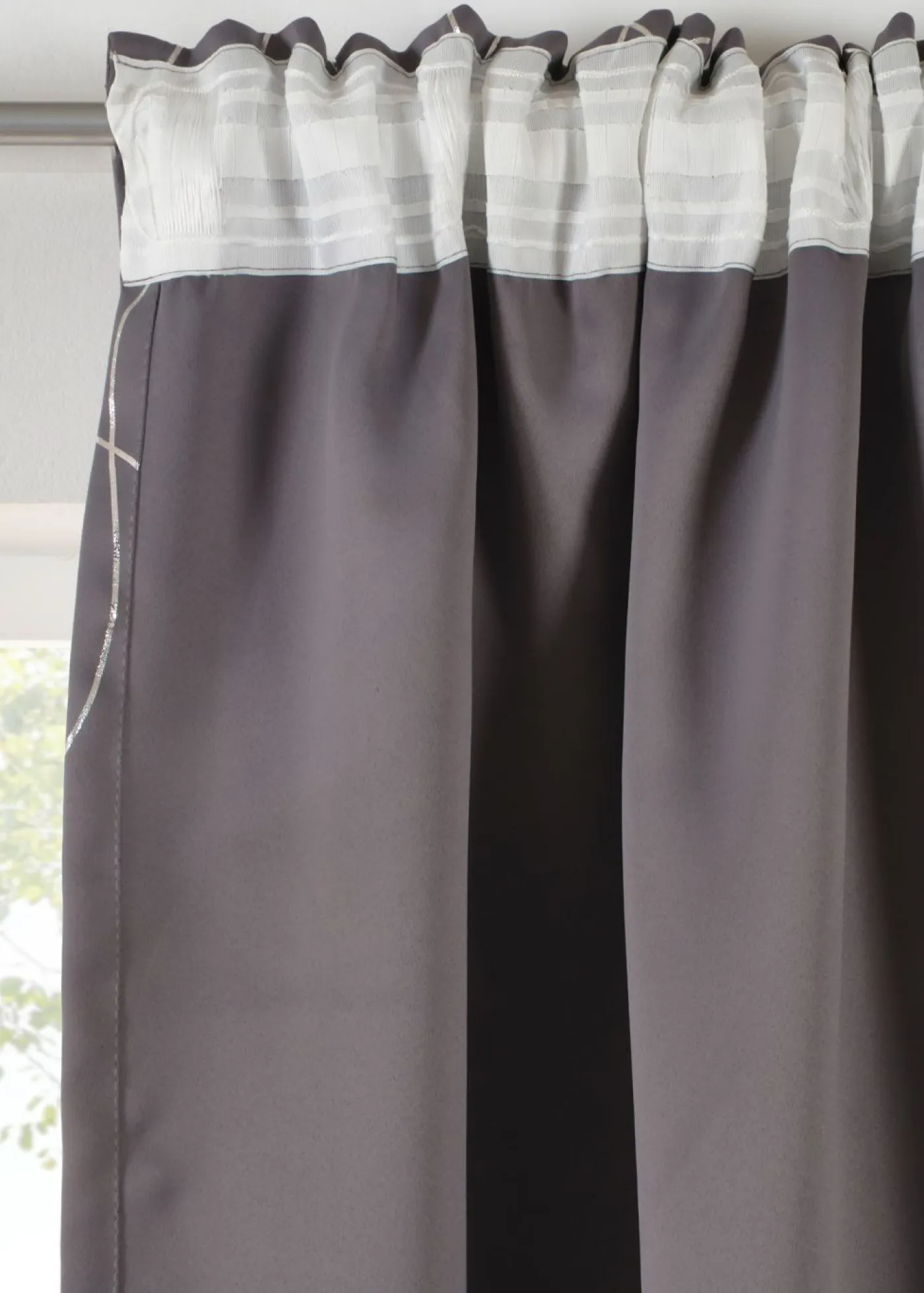 bonprix bonprix Muebles De Dormitorio·Cortinas Opacas|Cortinas Opacas>Cortina oscurecedora con brillo, también en tamaño extralargo (1 unidad) Gris-plata