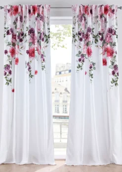 bonprix bonprix Muebles De Sala De Estar·Cortinas De Salón|Cortinas Para Dormitorio>Cortina (2 unidades) baya/blanco./púrpura con flores