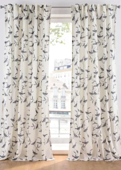 bonprix bonprix Muebles De Sala De Estar·Cortinas De Salón|Cortinas Para Dormitorio>Cortinas con estampado (1 unidad) crudo / gris oscuro