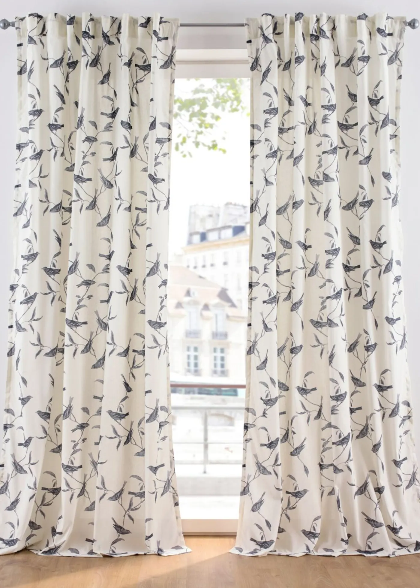 bonprix bonprix Muebles De Sala De Estar·Cortinas De Salón|Cortinas Para Dormitorio>Cortinas con estampado (1 unidad) crudo / gris oscuro