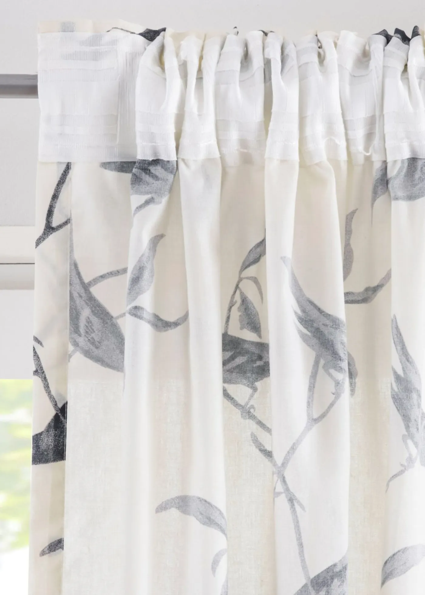 bonprix bonprix Muebles De Sala De Estar·Cortinas De Salón|Cortinas Para Dormitorio>Cortinas con estampado (1 unidad) crudo / gris oscuro