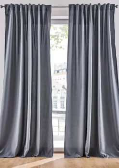 bonprix bonprix Muebles De Sala De Estar·Cortinas De Salón|Cortinas Para Dormitorio>Cortinas de microfibra de fácil cuidado (2 unidades) antracita