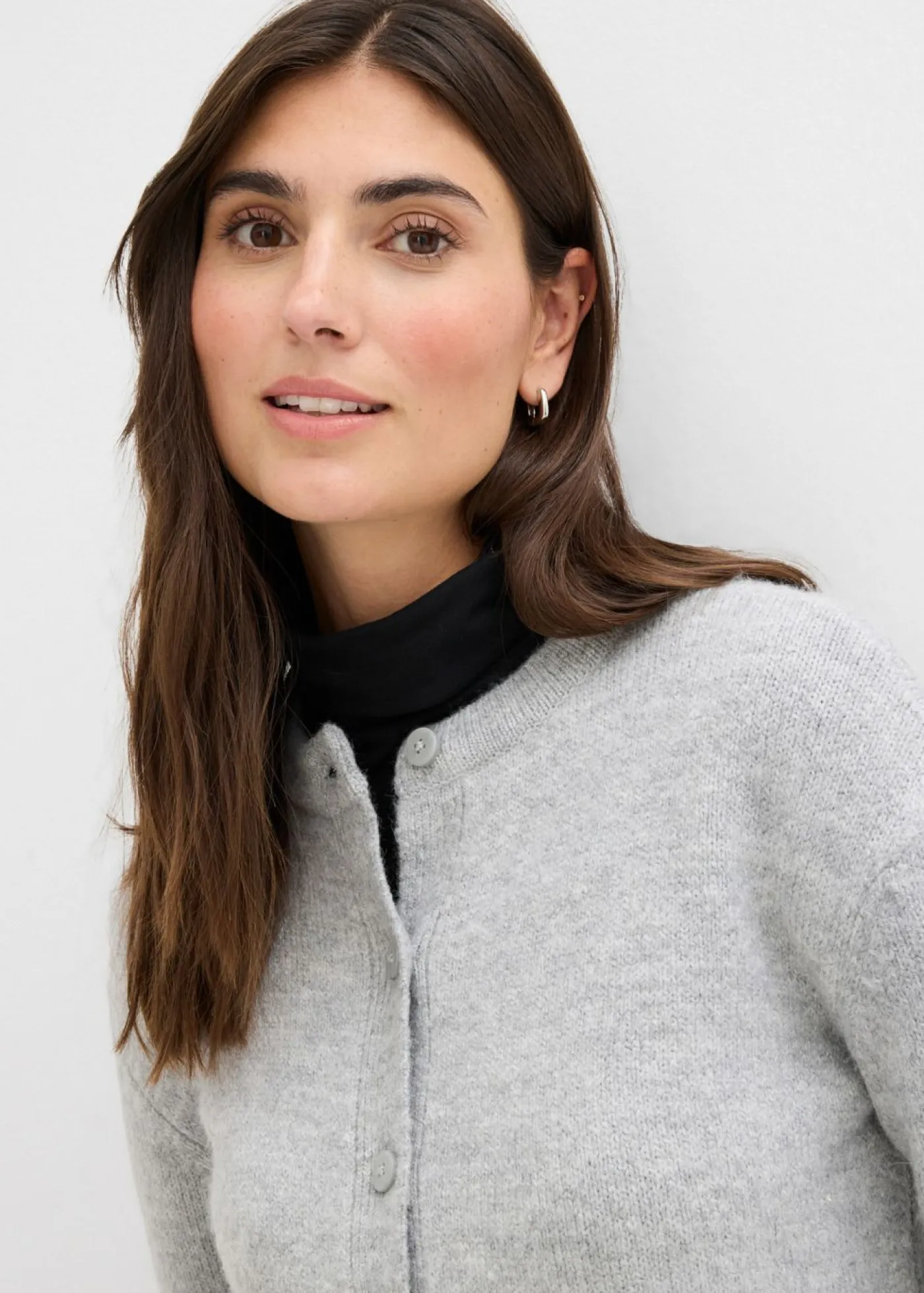 bonprix bonprix Básicos|Jerséis>Cárdigan gris claro jaspeado moteado