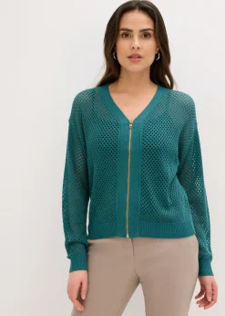 bonprix bonprix Jerséis|Novedades>Cárdigan Verde pimiento/metalizado
